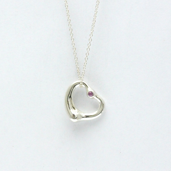 Tiffany Open Heart Necklace Silver 925 Sapphire Women,Men...